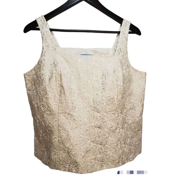 Doncaster Sport Creme Floral Embroidered Sleeveless Top EUC - Picture 1 of 8